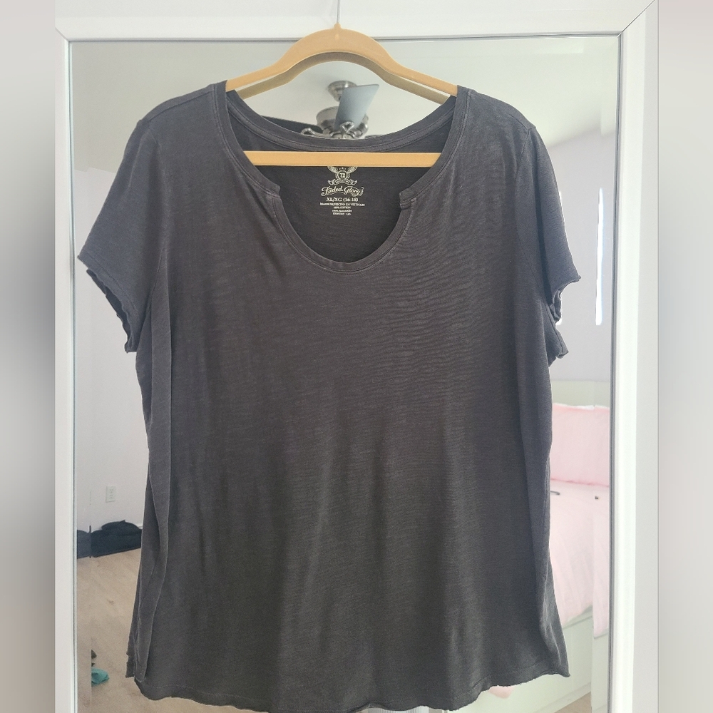 Faded Glory cap sleeve charcoal gray tunic t-shirt size x-large. NWOT